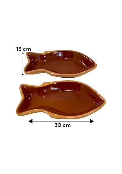 2'li Toprak Sırlı Balık Güveci Büyük Boy 30x15 Cm