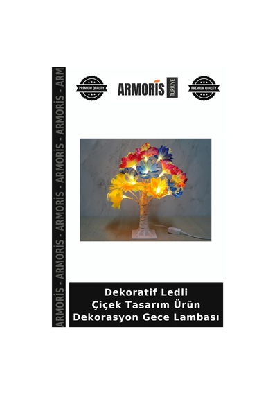 Dekoratif Ledli Çiçek Tasarım Ürün Dekorasyon Gece Lambası Çok Renkli