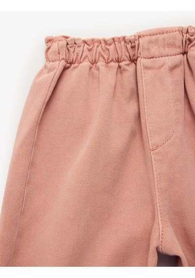 Koton Pamuklu Beli Lastikli Loose Fit Barrel Denim Pantolon Pembe 7wkg40043ad Gül