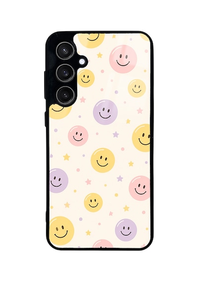 Galaxy S23 Fe Kılıf Kamera Korumalı Desenli Zore Lusi Kapak - Gülen Yüzler -