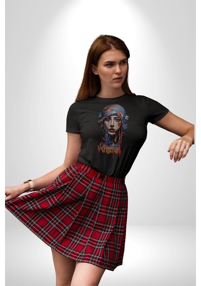 Khansa Eşarp Kadın Tasarımı Unisex Unisex Siyah Organik Baskılı T-shirt Penye Yüksek Kalite Siyah