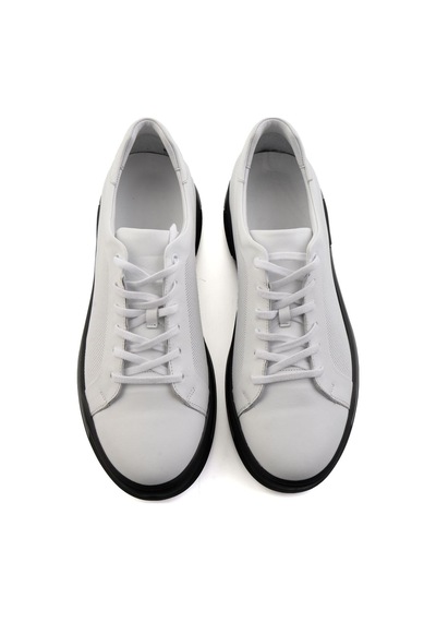 Beyaz Hakiki Deri Erkek Sneaker E01958176643 Beyaz