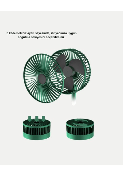 Katlanabilir Mini Fan, 3 Kademeli Şarj Edilebilir Taşınabilir