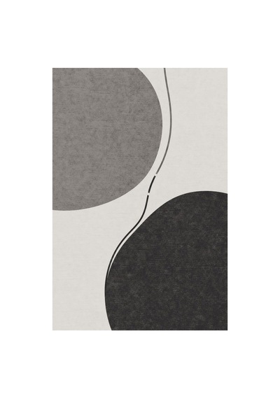Kartela Halı Denge Soyut Modern Halı Antrasit Kaymaz Taban Makinede Yıkanabilir 80x120 Cm