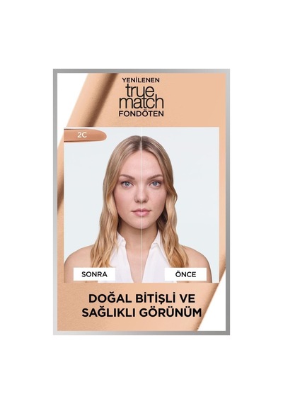 L'Oréal Paris True Match Bakım Yapan Fondöten - 2c Soğuk Alt Ton & Mini Paradise Maskara 4.7 Ml pkttmbyficsmpm-9940
