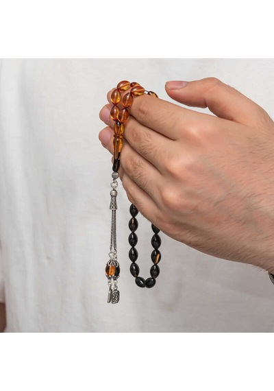 Gümüş Püskül Sıkma Kehribar Tesbih 34490737