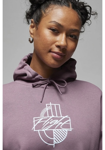 Nike Jordan Essentials Brooklyn Loose Fit Graphic Hoodie Bol Kesim Kapüşonlu Kadın Sweatshirt Mor