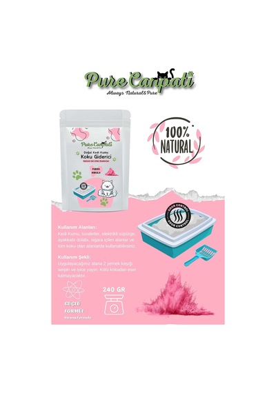 Kedi Kumu Koku Giderici- Kötü Kokuları Giderir - Doğal Koku Giderici -pudra Kokulu 240 Gr