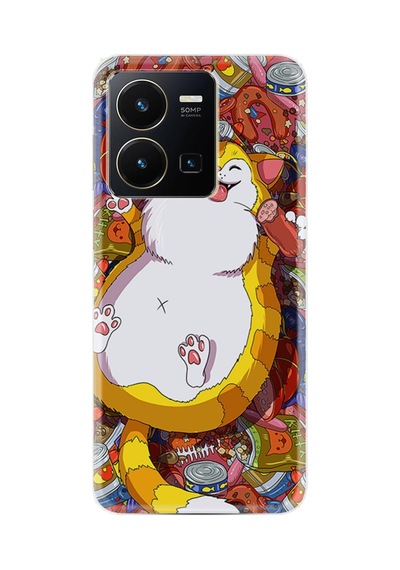 Vivo Y36 Kılıf Silikon Desen Özel Seri Tombul Kedi 1739