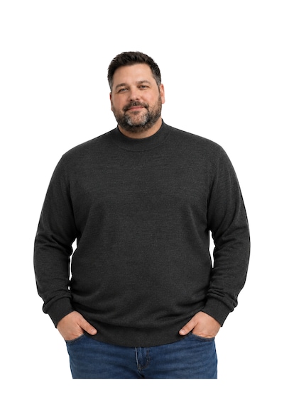 Battalmoda Erkek Büyük Beden Antrasit Yarım Balıkçı Triko Kazak 3xl-4xl-5xl-6xl