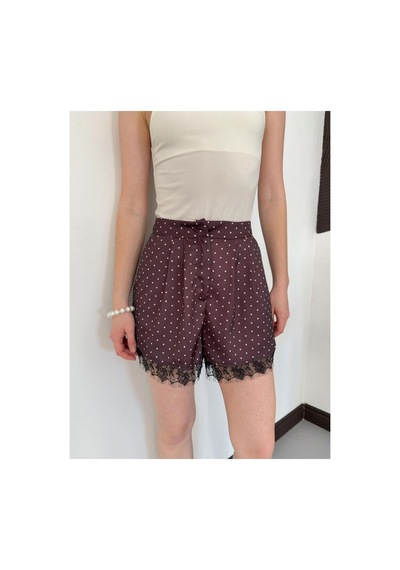 Verymoda D 3031 Dantelli Puantiyeli Saten Şort D3031 Kahve