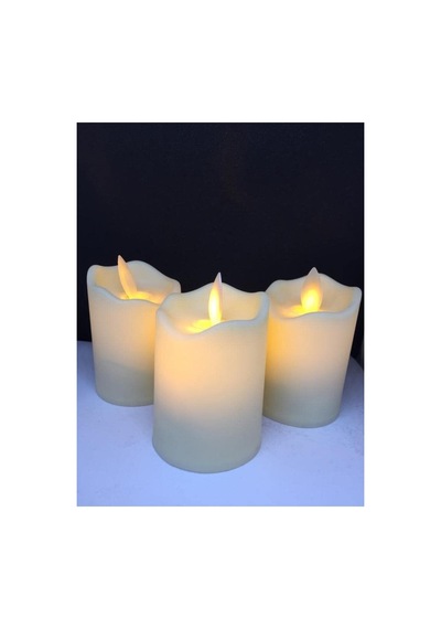 Hareketli Pilli Led Mum 3 Adet 7 Cm X 5 Cm Bakır