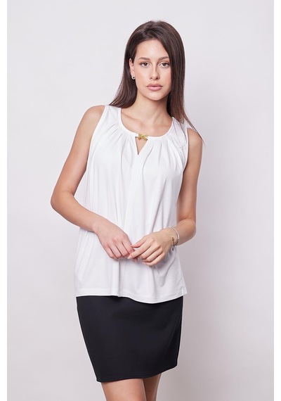 Jument Kadın Kırışmaz Span Karışımlı Geniş Sıfır Yaka Yakası Pileli Aksesuarlı Kolsuz T-shirt Bluz-beyaz Beyaz Jument Kadın Kırışmaz Span Karışımlı Geniş Sıfır Yaka Yakası Pileli Aksesuarlı Kolsuz T-shirt Bluz-beyaz Beyaz