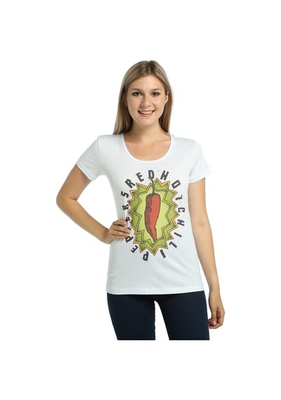 Bant Giyim - Red Hot Chili Peppers Beyaz Kadın T-Shirt Tişört