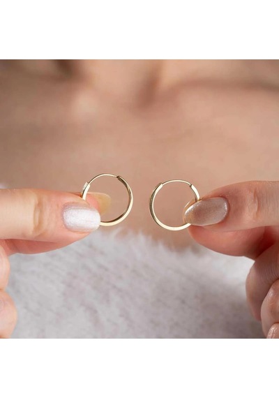 Bayar Gold 14 Ayar Altın Düz Halka Gizli Kilit Küpe 1.9 Cm Sarı Altın