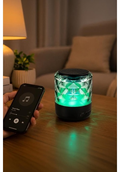 Premium Kamp Parti Ofis Bluetooth Hoparlör Rgb Işıklı D15 Siyah