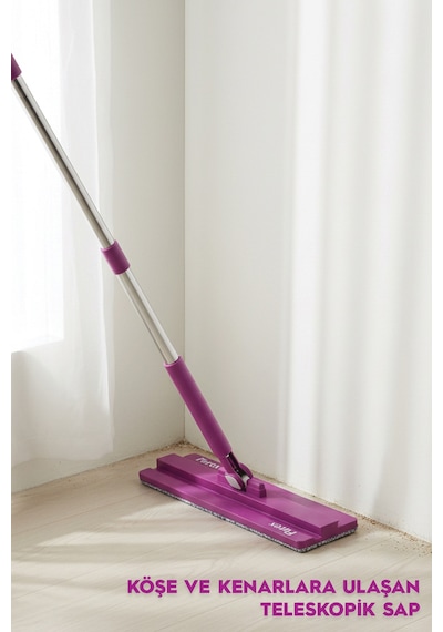 Wondero Flat Şeffaf Temizlik Seti + 3 Adet Yedek Mop Avantaj Paketi