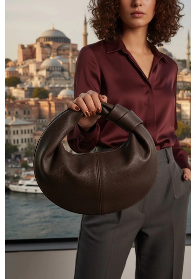 Glemix Helen Düğümlü Acı Kahve Trend Mini Kadın Bowl Bag Acı Kahverengi