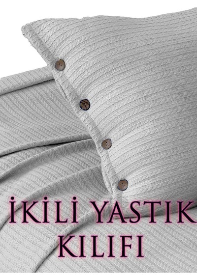 Örgü Desen Yastık Kılıfı 2 Adet Gri