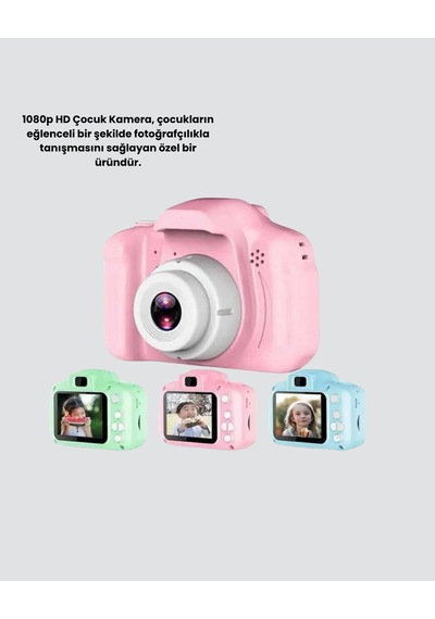 Pembe Mini 1080p Hd Çocuk Kamera 8mp Video Kaydıtf Kart Destekli