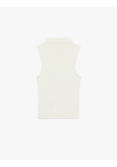 Koton Modal Karışımlı Slim Fit Kolsuz Dik Yaka Bluz Ekru 6sal30116ık Ekru