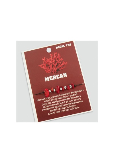 Mercan - 785 - Doğaltaşlı - Shopılke - İp Bileklik-kırmızı