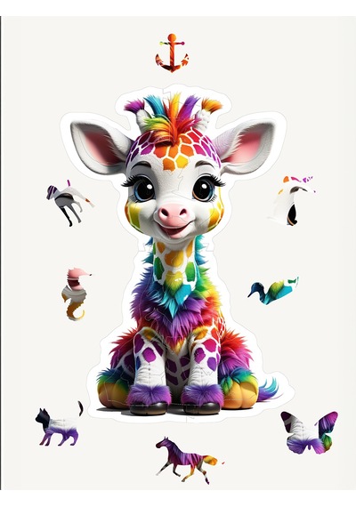 Ncpuzzles Giraffe , 14 Parça Ahşap Yapboz, Bul Tak Puzzle