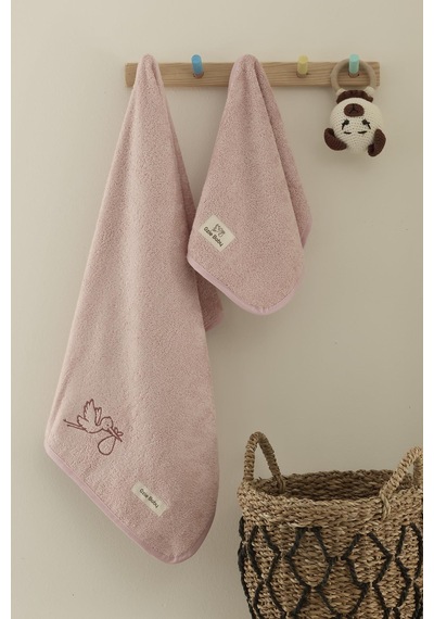 Bambu Antibakteriyel Çocuk Nakışlı 30x50 50x100 Havlu Seti Pembe