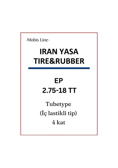 Yasa Ep Motosiklet Dış Lastiği 2.75-18 Tt İç Lastikle Kullanıma Uygundur 6pr Arka Yol