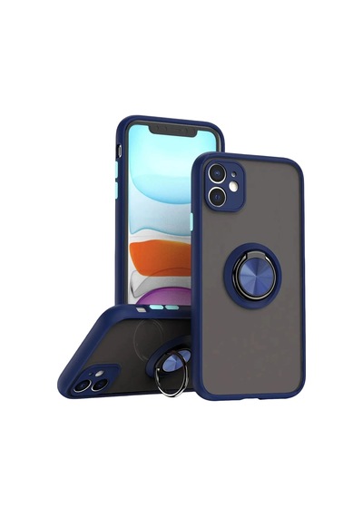 Newface - 18 - İphone 11 Kılıf Montreal Yüzüklü Silikon Kapak - Edntrend - - Lacivert
