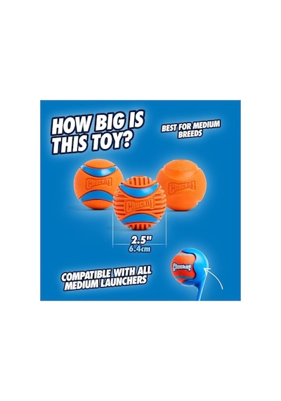 Chuckit Fetch Medley Gen 3 Ultra Ball, Fetch Ball, Rugged Ball 3&apos Lü Köpek Oyun Topu Seti O