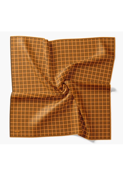 Silk Home Twill İpek Eşarp Ekose Turuncu Çok Renkli