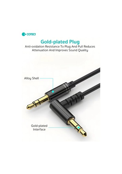 L Tipi 3.5mm Aux Ses Kablosu 90 Derece Açılı Jak Erkek Erkek Araç Hoparlör Kulaklık Bağlantı 1 Metre