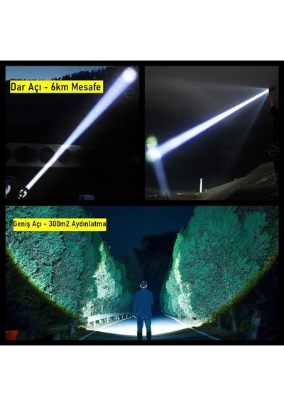 Şarjlı El Feneri 5400mah 30w 9 Mod Powerbank Özellikli 6km Aydınlatma Genel