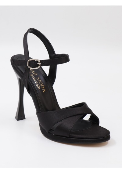 Nesilshoes Nesil Shoes Uraz 700 Siyah Saten Topuklu Kadın Sandalet