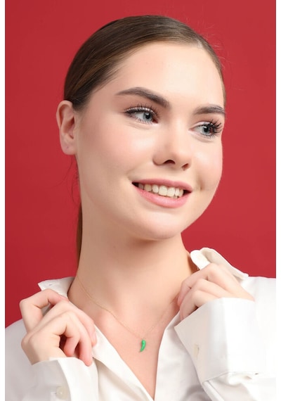 Yeşil Biber Altın Kolye 43 Cm T14476 Renkli