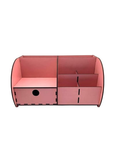 Masaüstü Düzenleyici Ahşap Organizer Seti Pembe