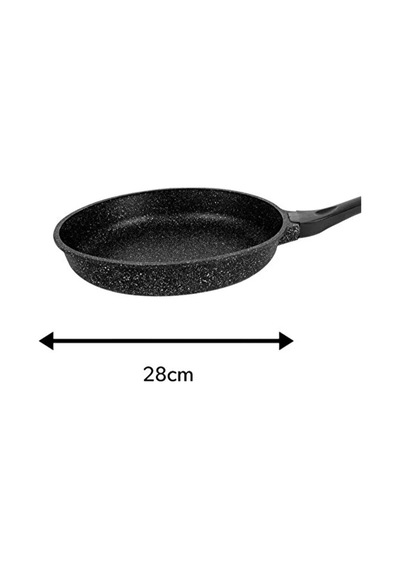 28 Cm Yanmaz Yapışmaz Döküm Maksi Saplı Tava Siyah
