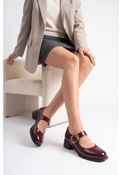 Luvi Shoes Slade Bordo Kırışık Rugan Kadın Günlük Ayakkabı
