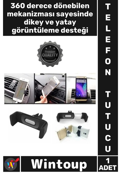 Telefontutucu Havalandırma Izgarası Uyumlu 360 Döner Araç Klimasına Takılan Kıskaçlı Telefon Tutucu