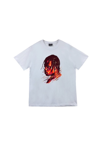 Stoned&Fame Unisex Beyaz Astraworld Travis Scott Baskılı T-shirt Beyaz