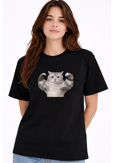 Nevermind Kadın Tişört Baskılı Kedi Desenli Basic Günlük Rahat Pamuk Siyah L Nevermind Kadın Tişört Baskılı Kedi Desenli Basic Günlük Rahat Pamuk Siyah L