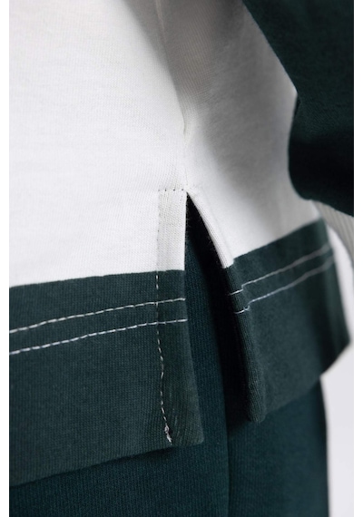DeFactoFit Boxy Fit Çizgili Uzun Kollu Polo Tişört A9874AX23WNGN796