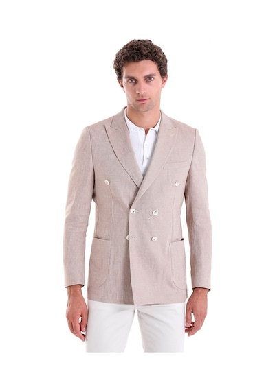 Hatemoğlu Brick Slim Fit Düz Sivri Yaka Kruvaze Casual Ceket Siyah