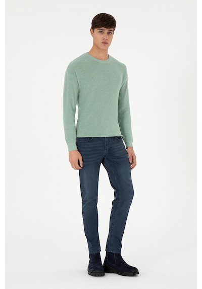 U.S. Polo Assn.  Erkek Regular Fit Bisiklet Yaka Yeşil Melanj Basic Kazak 50298267-VR115