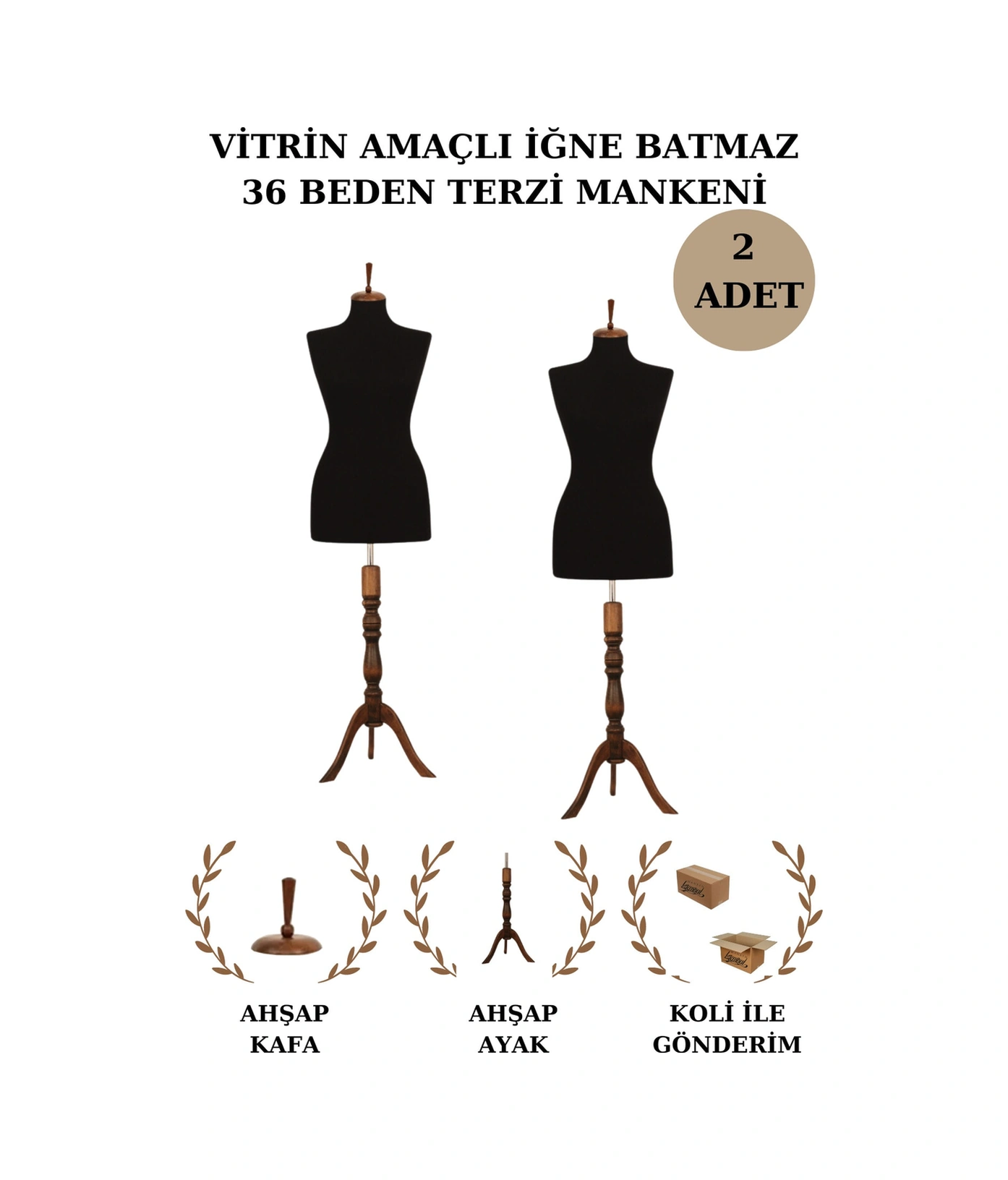 2 Adet Vitrin Amaçlı 36 Beden Terzi Mankeni Vitrin Mankeni Cansız Manken
