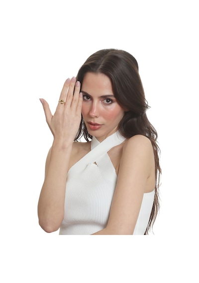 Labalaba Kadın Minimalist Tarz Dolama Model Ayarlanabilir Su Damlası Yüzük Altın