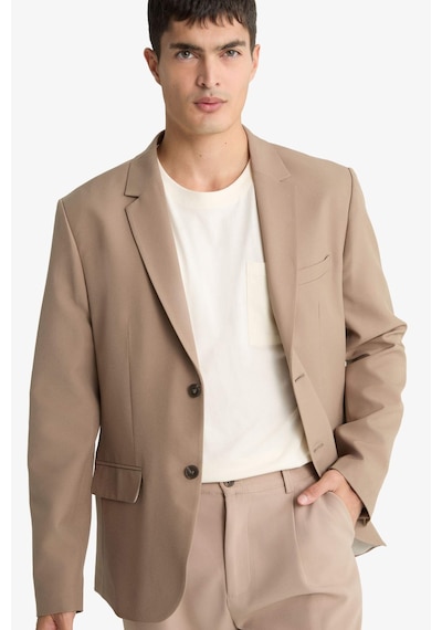 Defacto Slim Fit Dar Kesim Twill Düğmeli Blazer Ceket F7232ax25aubg404 Bej
