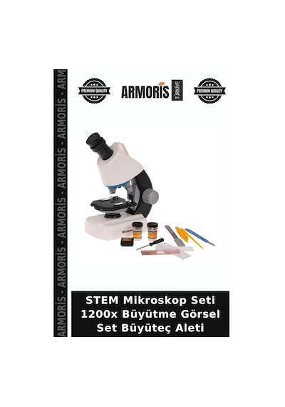 Stem Mikroskop Seti 1200x Büyütme Görsel Set Büyüteç Aleti