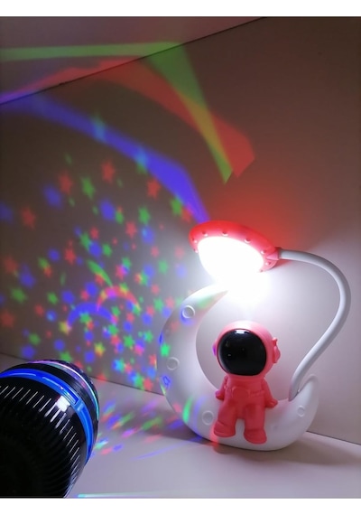 Işık Kasabası 2 Yıldız Yansımalı Rgb Projeksiyon Sihirli Küre Ve Astronot Hem Masa Hem Gece Lambası Siyah 20 X 10